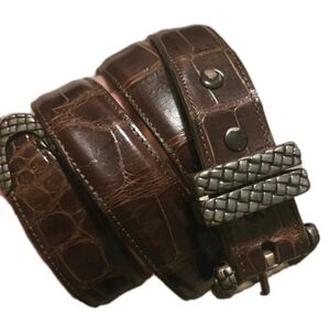 James Reid genuine alligator belt with sterling silver buckle